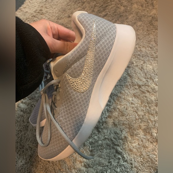 Grey Nike Shoes w/ Crystal Swoosh - Picture 1 of 10